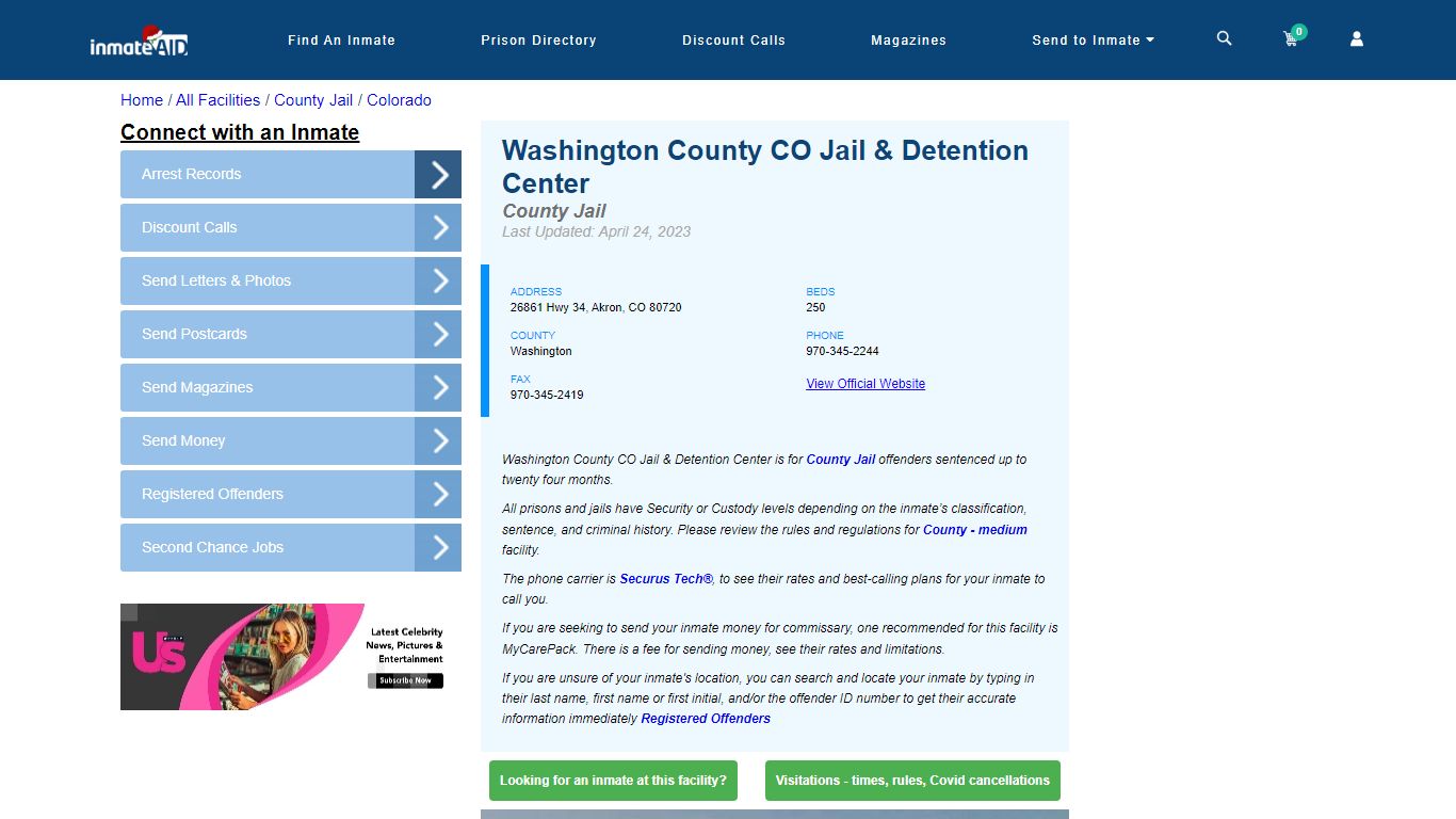 Washington County CO Jail & Detention Center - Inmate Locator - Akron, CO